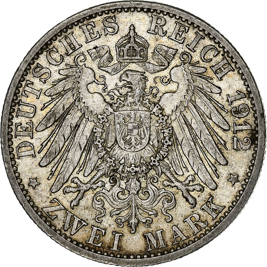 German States, PRUSSIA, Wilhelm II, 2 Mark, 1912, Berlin, Silver, AU(50-53)