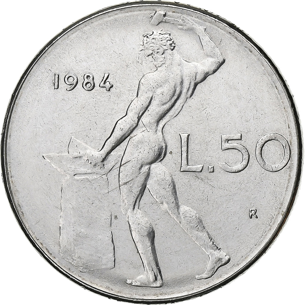 Italien, 50 Lire, 1984, Rome, Stainless Steel, VZ, KM:95.1