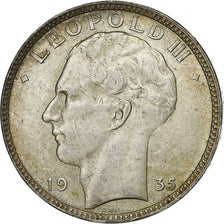 Belgium, Leopold III, 20 Francs, 20 Frank, 1935, Tranche B, Silver, AU(50-53)