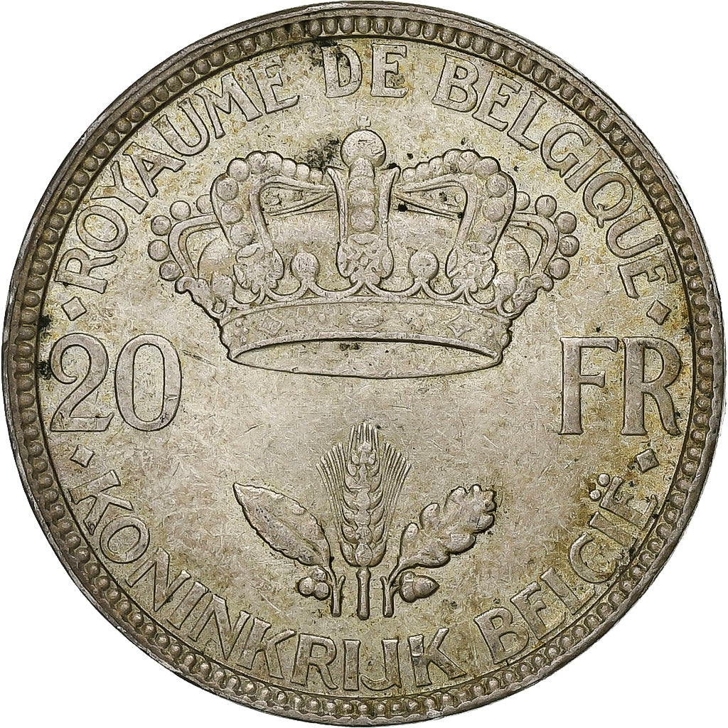 Belgium, Leopold III, 20 Francs, 20 Frank, 1935, Tranche B, Silver, AU(50-53)