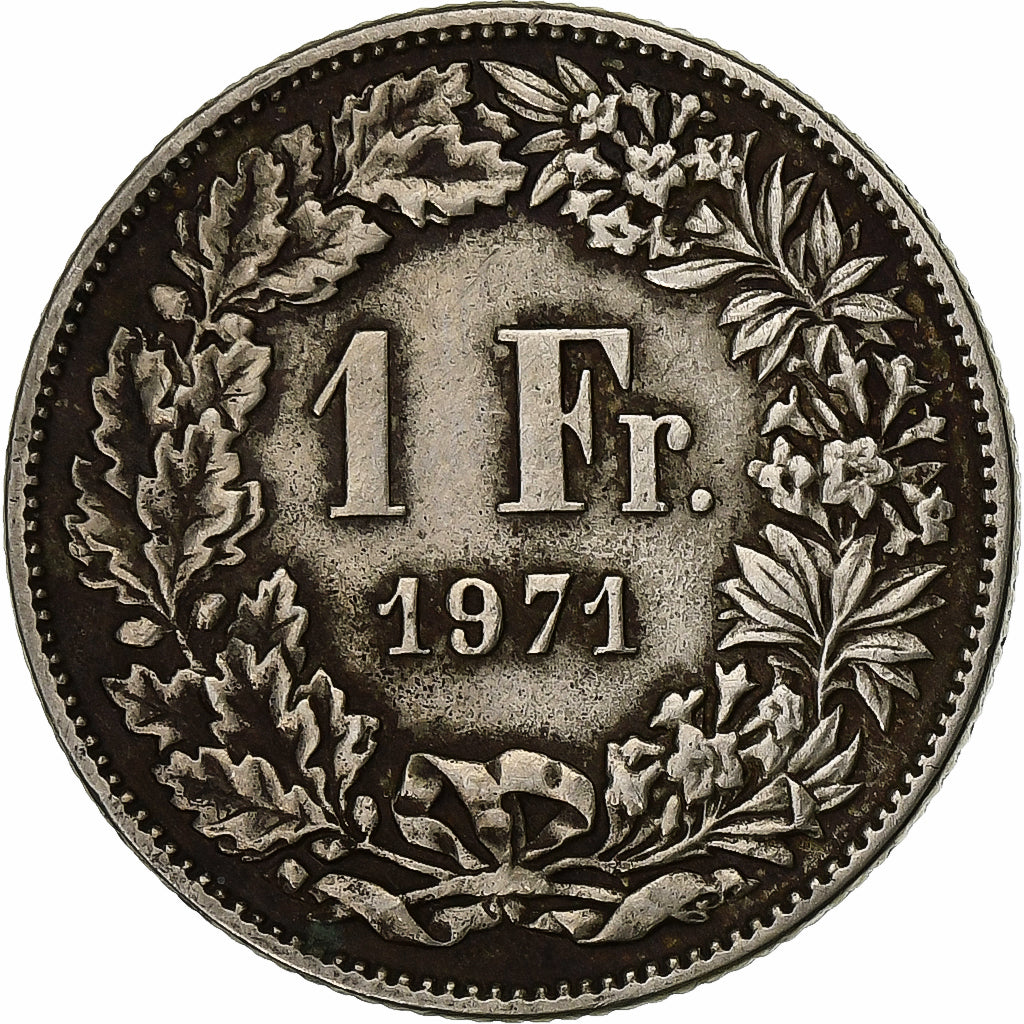 Suiza, Franc, 1971, Bern, Cobre - níquel, MBC, KM:24a.1
