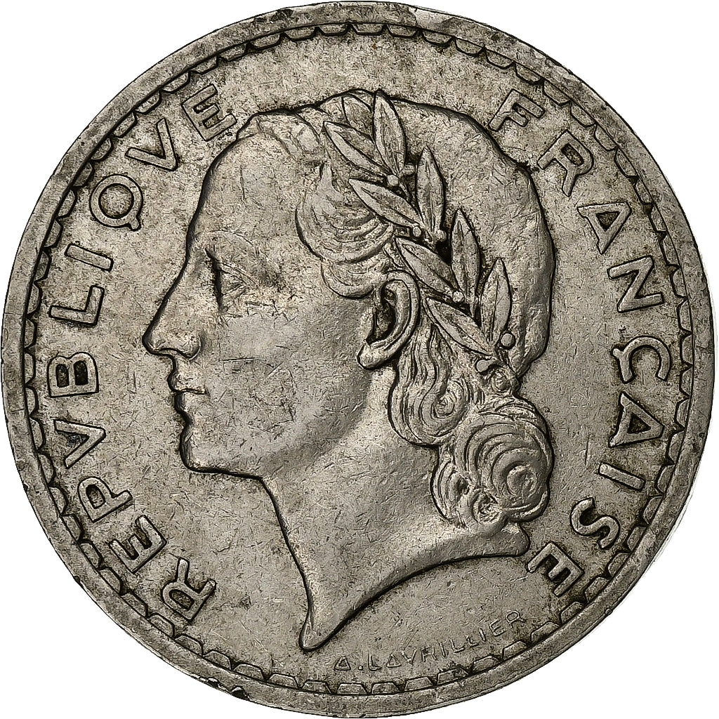 Francja, 5 Francs, Lavrillier, 1935, Paris, Nikiel, EF(40-45), Gadoury:760