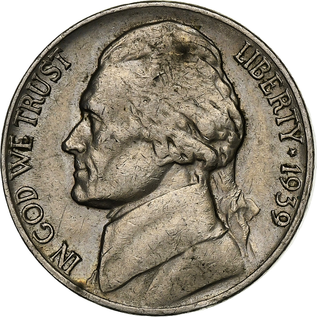États-Unis, 5 Cents, Jefferson Nickel, 1939, U.S. Mint, Cupro-nickel, TTB