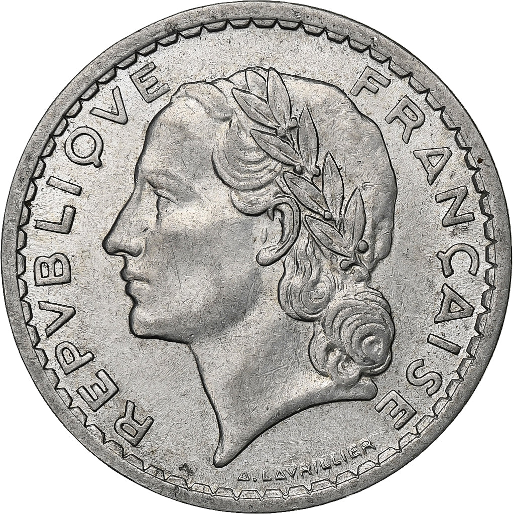 Francia, 5 Francs, Lavrillier, 1945, Castelsarrasin, Alluminio, BB+