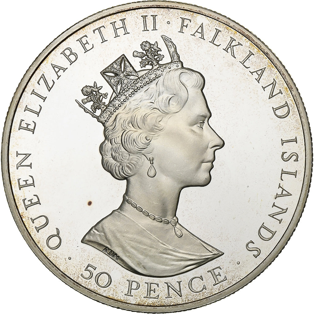 Îles Falkland, Elizabeth II, 50 Pence, 1998, British Royal Mint, BE, Argent
