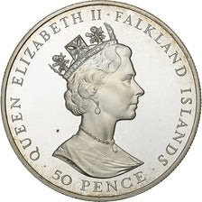 Îles Falkland, Elizabeth II, 50 Pence, 1998, British Royal Mint, BE, Argent