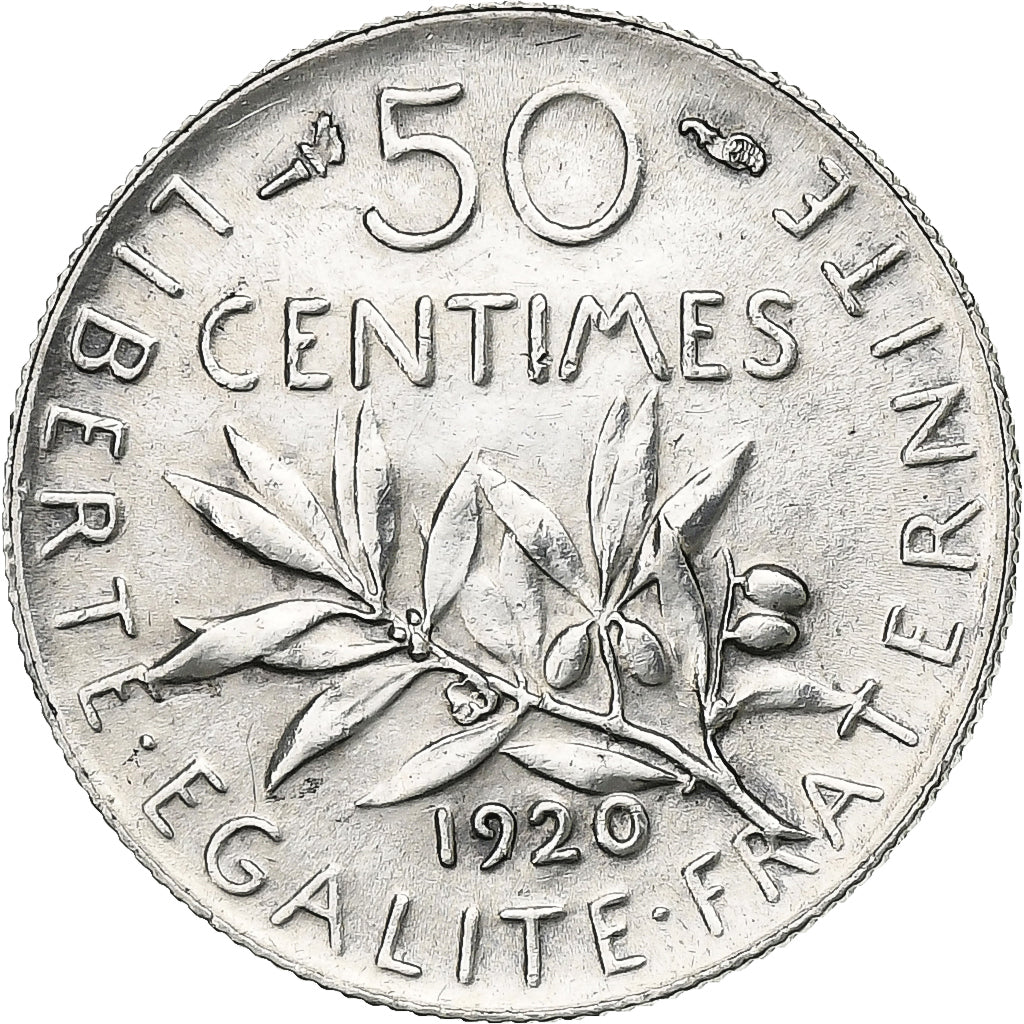 Francia, 50 Centimes, Semeuse, 1920, Paris, Plata, EBC, Gadoury:420, KM:854
