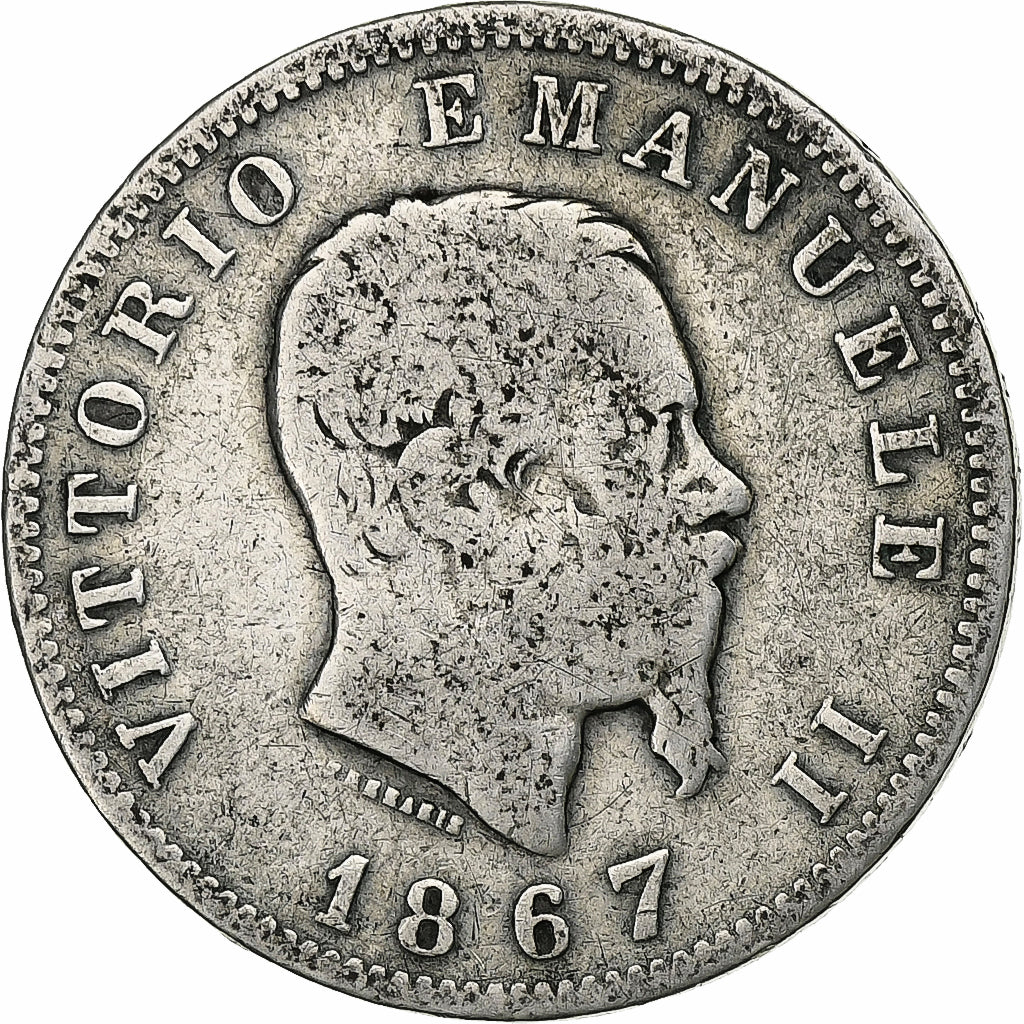 Italy, Vittorio Emanuele II, Lira, 1867, Milan, Silver, VF(20-25), KM:5a.1