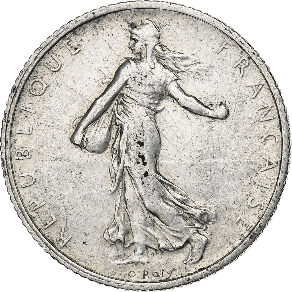 Frankrijk, Franc, Semeuse, 1916, Paris, Zilver, ZF+, Gadoury:467, KM:844.1