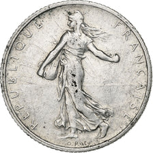 Frankrijk, Franc, Semeuse, 1916, Paris, Zilver, ZF+, Gadoury:467, KM:844.1
