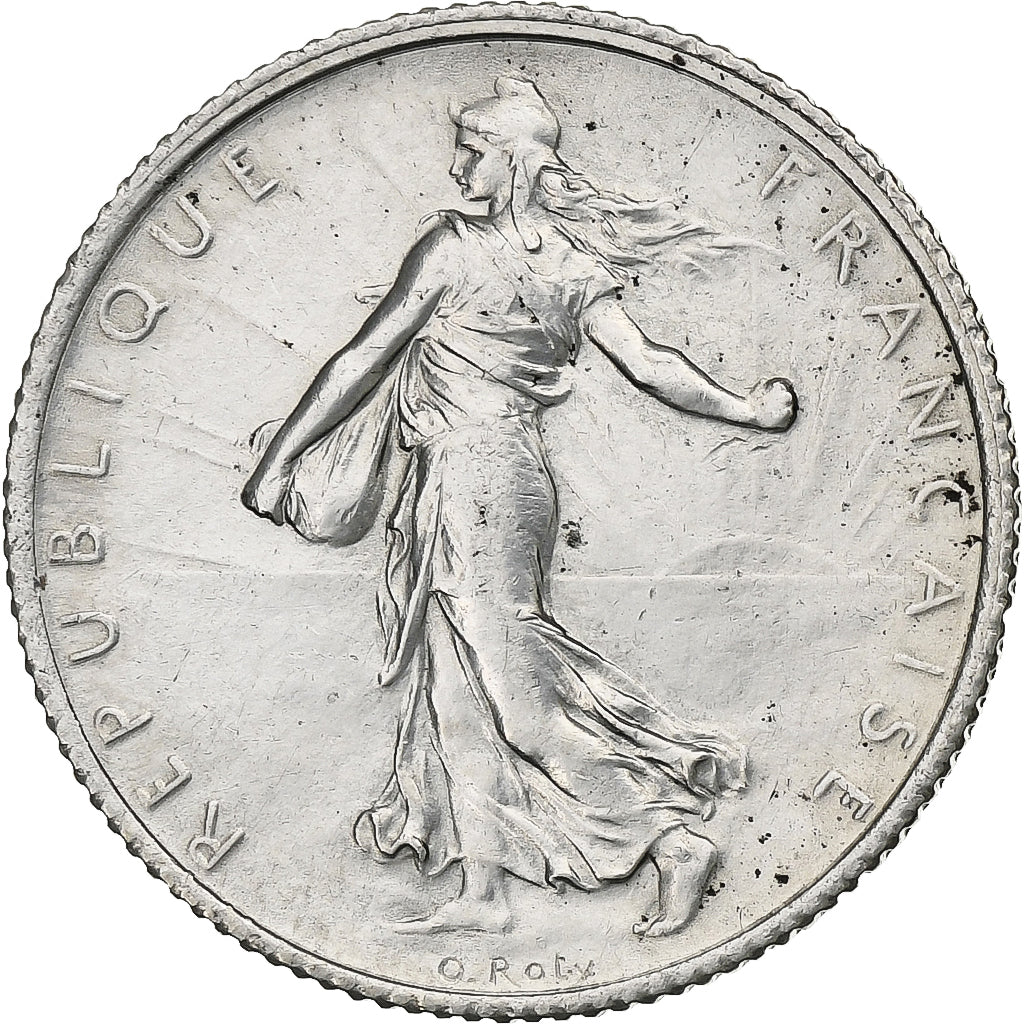 France, Franc, Semeuse, 1917, Paris, Silver, AU(50-53), Gadoury:467, KM:844.1