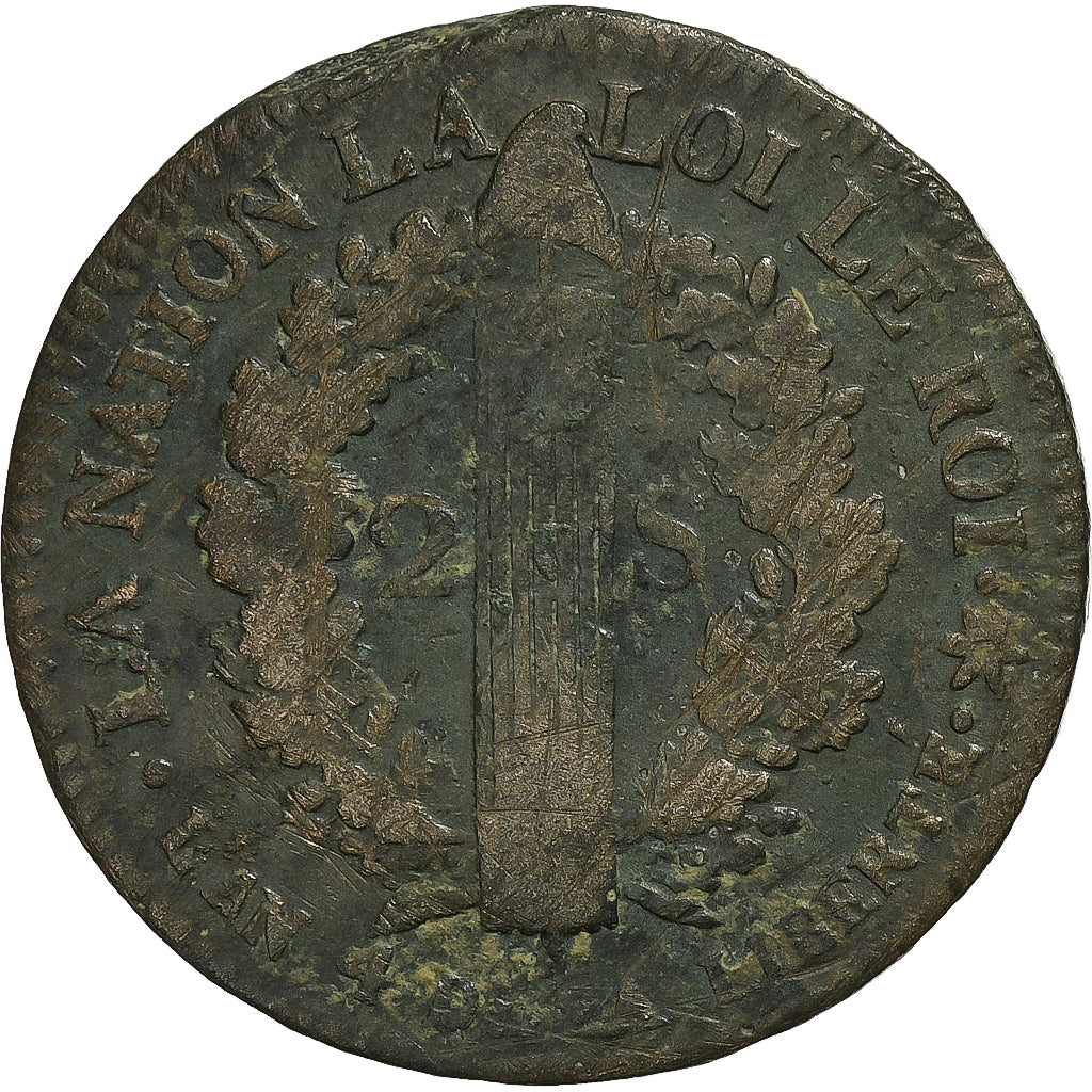 Frankreich, Louis XVI, 2 Sols, 2 sols français, 1792 / AN 4, Strasbourg