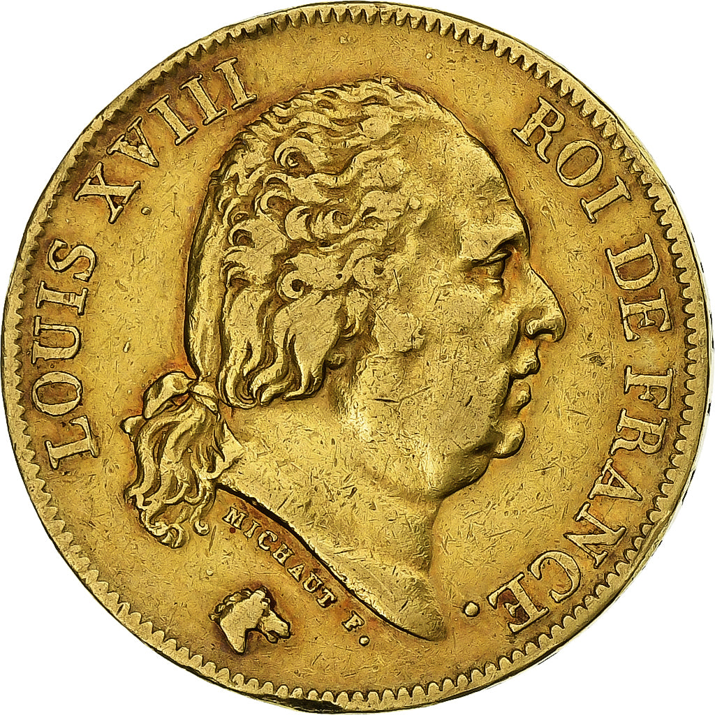 Francia, Louis XVIII, 40 Francs, 1817, Paris, Oro, MBC, Gadoury:1092, KM:713.1