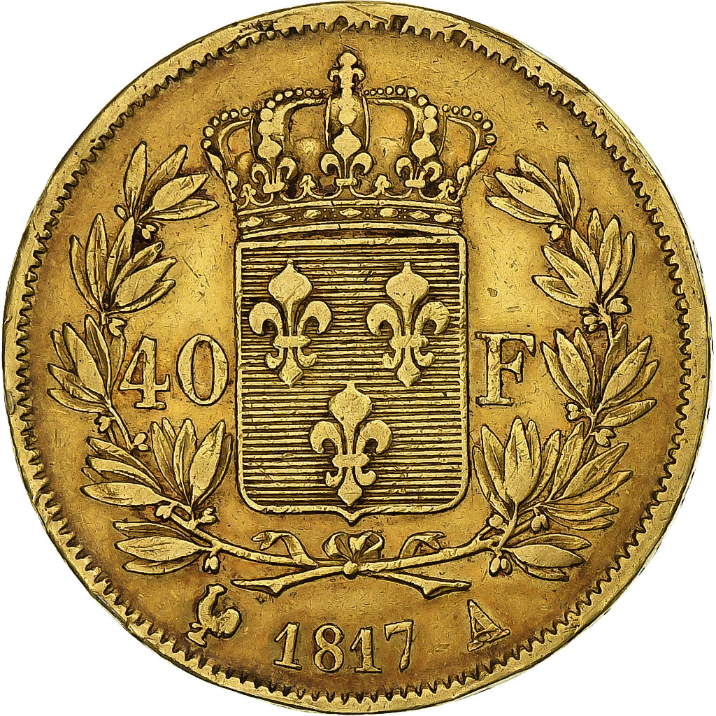 Francia, Louis XVIII, 40 Francs, 1817, Paris, Oro, MBC, Gadoury:1092, KM:713.1