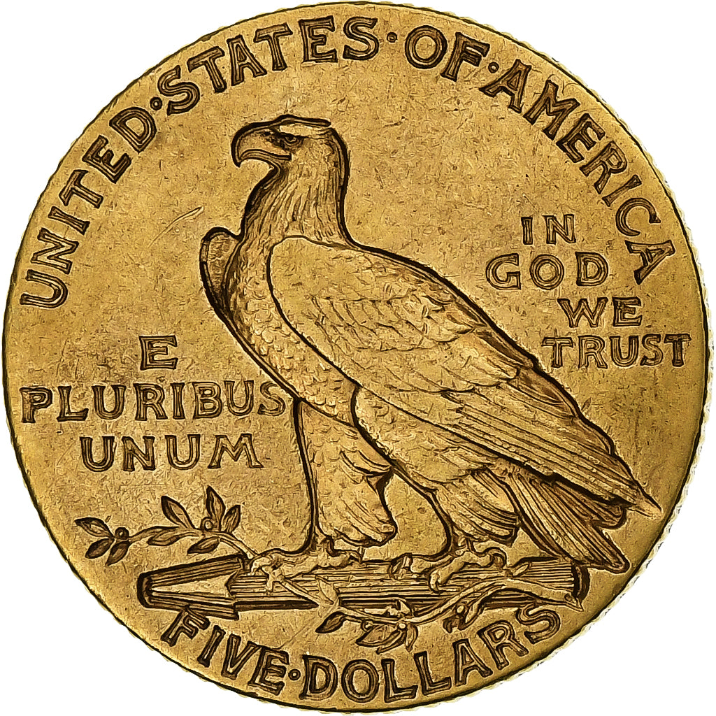 Estados Unidos da América, $5, Half Eagle, Indian Head, 1908, U.S. Mint