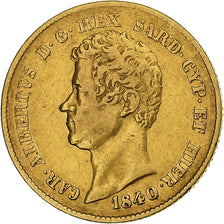 DEPARTAMENTY WŁOSKIE, SARDINIA, Carlo Alberto, 20 Lire, 1840, Genoa, Złoto