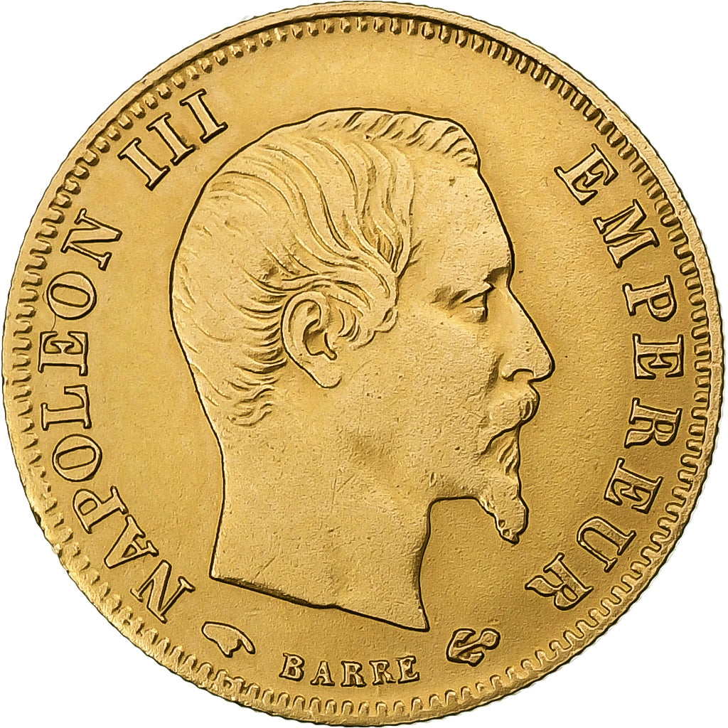 Francia, Napoleon III, 5 Francs, 1858, Paris, Oro, MBC, Gadoury:1001, KM:787.1