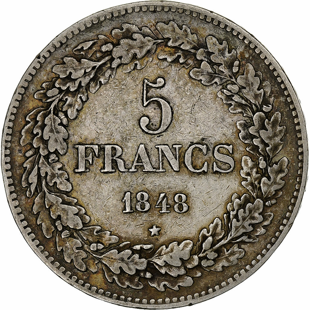 Belgium, Leopold I, 5 Francs, 5 Frank, 1848, Silver, EF(40-45), KM:3.2