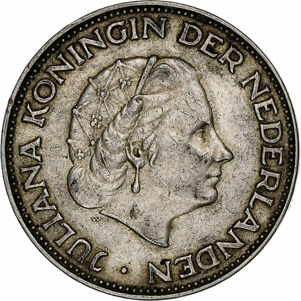 Países Baixos, Juliana, 2-1/2 Gulden, 1962, Prata, AU(50-53), KM:185