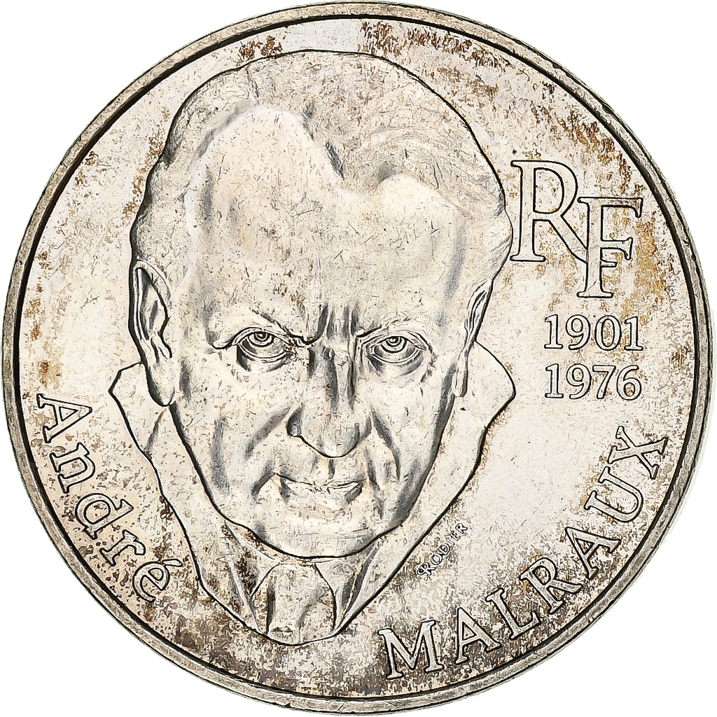 France, 100 Francs, André Malraux, 1997, Paris, Silver, AU(55-58), Gadoury:954