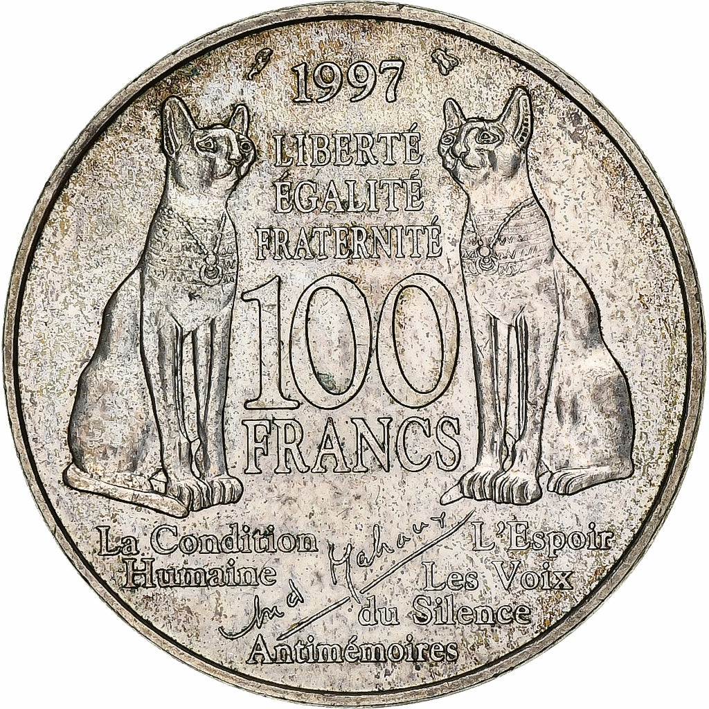 France, 100 Francs, André Malraux, 1997, Paris, Silver, AU(55-58), Gadoury:954
