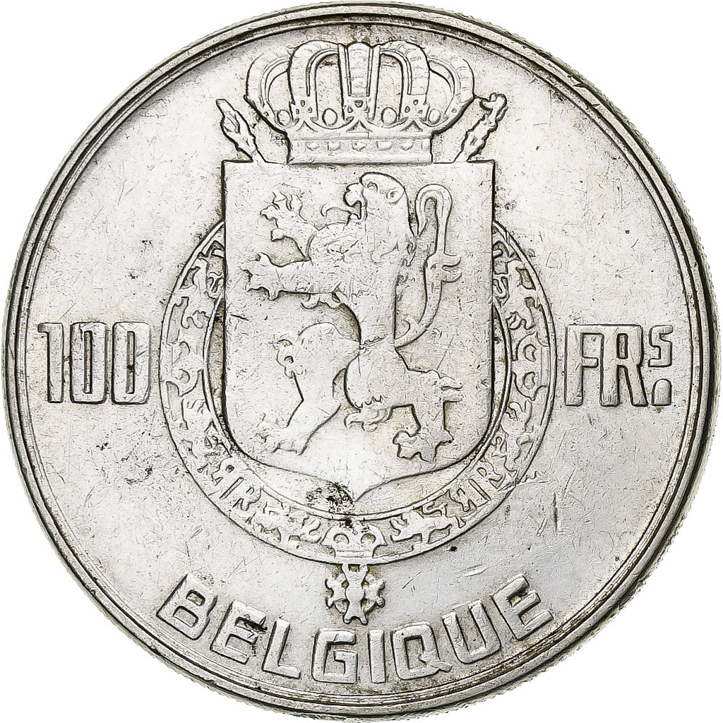Belgio, Régence Prince Charles, 100 Francs, 100 Frank, 1952, Argento, BB