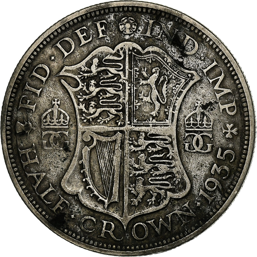 Great Britain, George V, 1/2 Crown, 1935, Silver, VF(30-35), KM:835