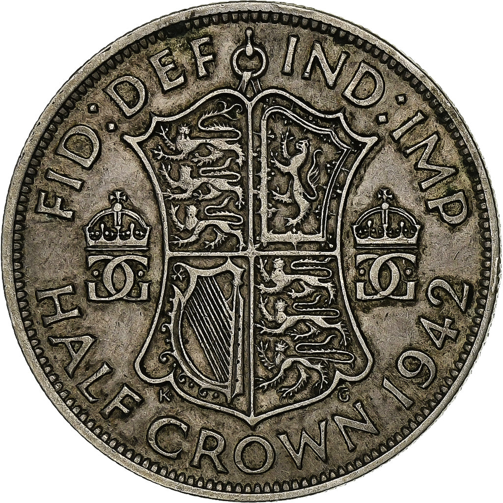 Grã-Bretanha, George VI, 1/2 Crown, 1942, Prata, EF(40-45), KM:856