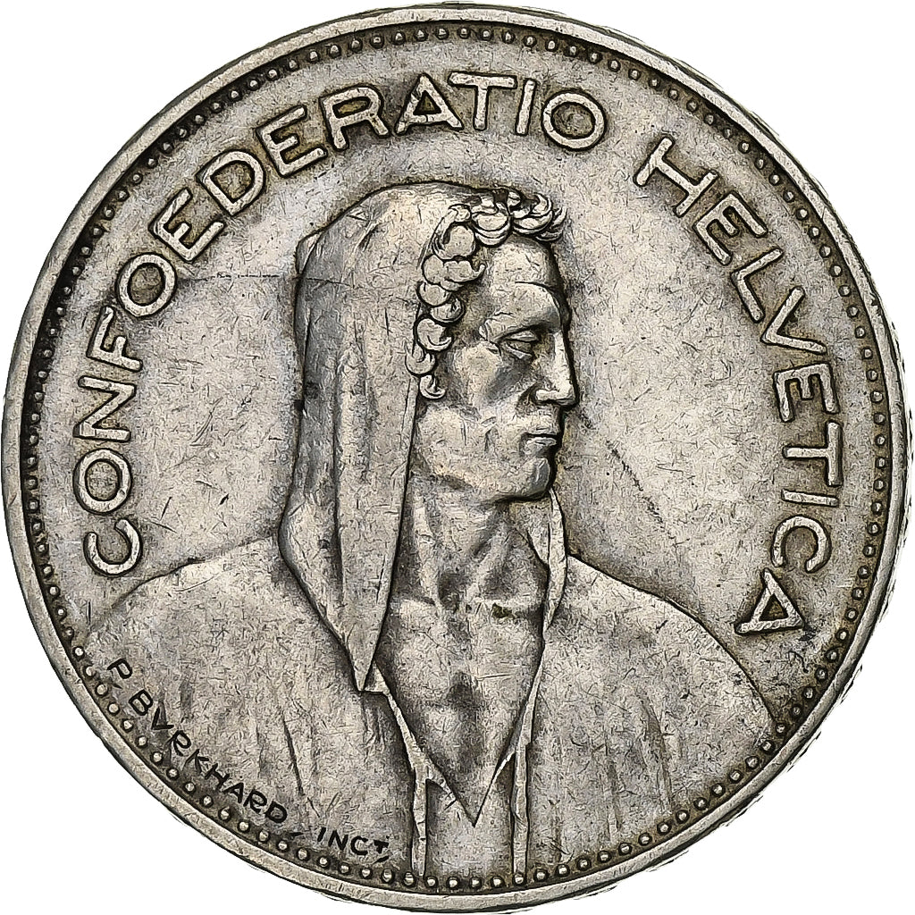 Svizzera, 5 Francs, 1935, Bern, Argento, BB, KM:40