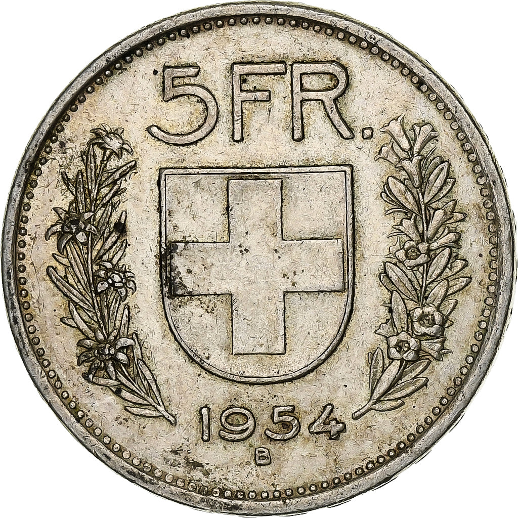 Schweiz, 5 Francs, 1954, Bern, Silber, SS, KM:40