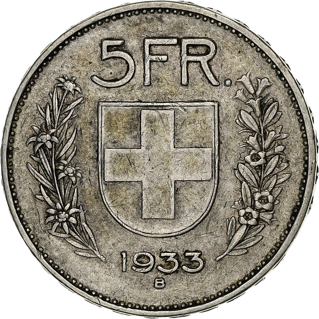 Schweiz, 5 Francs, 1933, Bern, Silber, SS, KM:40