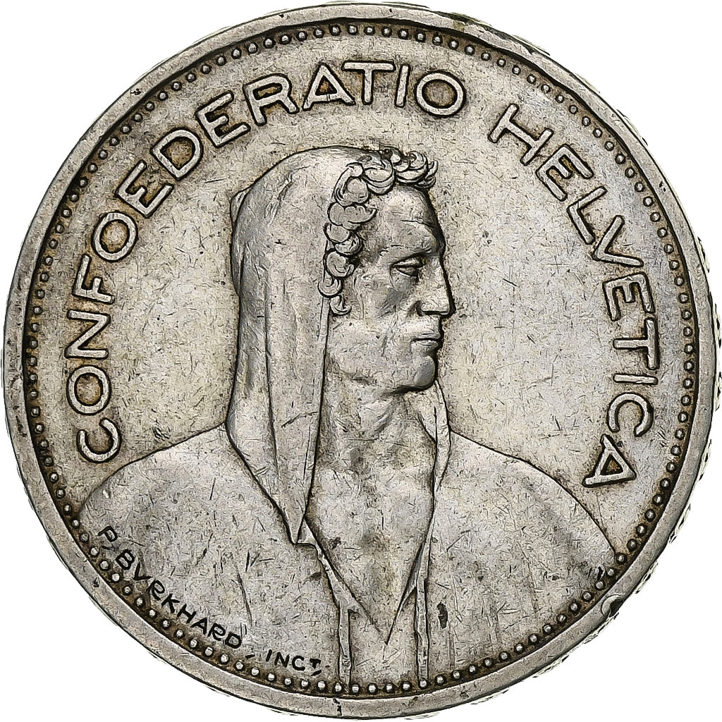 Svizzera, 5 Francs, 1933, Bern, Argento, BB, KM:40