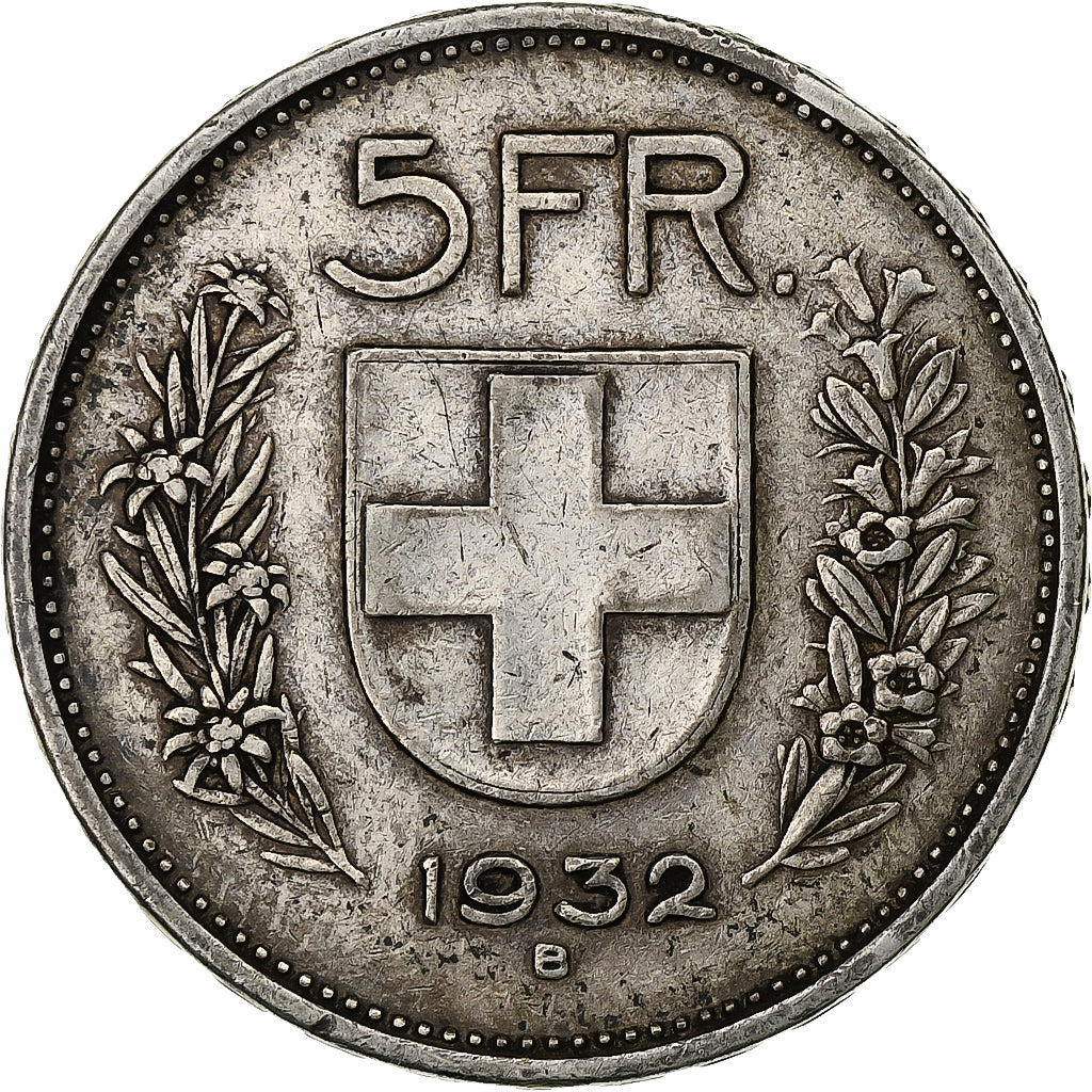 Switzerland, 5 Francs, 1932, Bern, Silver, EF(40-45), KM:40