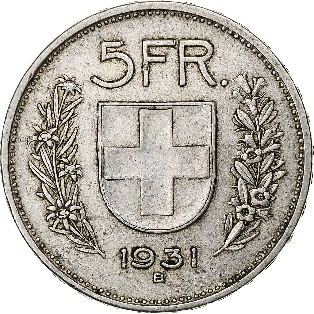 Svizzera, 5 Francs, 1931, Bern, Argento, BB, KM:40