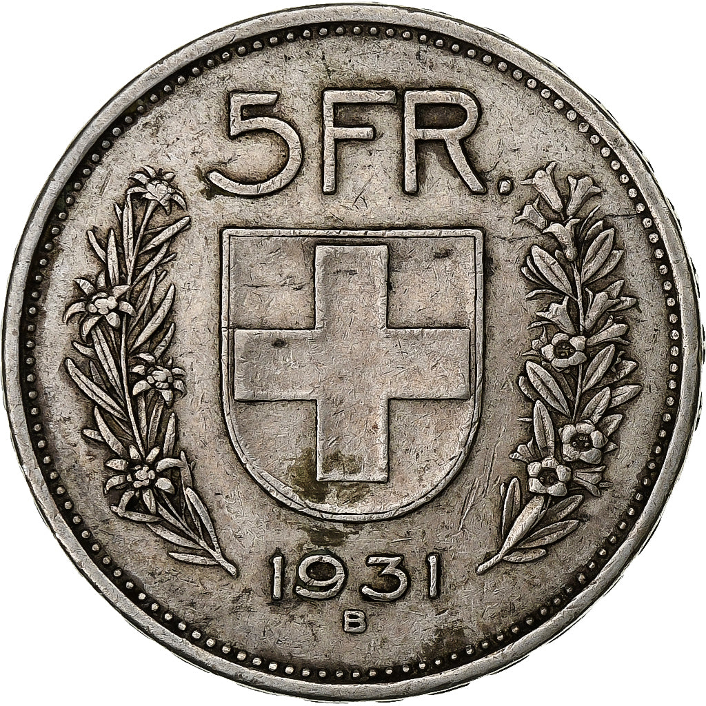 Switzerland, 5 Francs, 1931, Bern, Silver, EF(40-45), KM:40