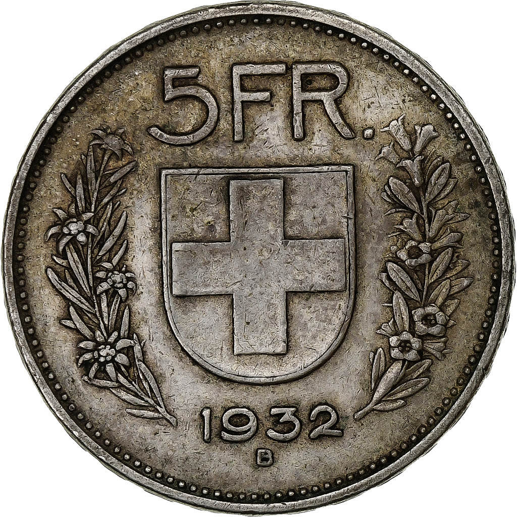 Svizzera, 5 Francs, 1932, Bern, Argento, BB, KM:40