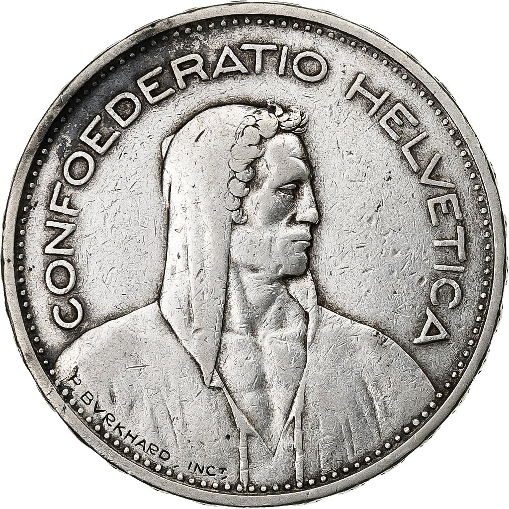Svizzera, 5 Francs, 1933, Bern, Argento, BB, KM:40