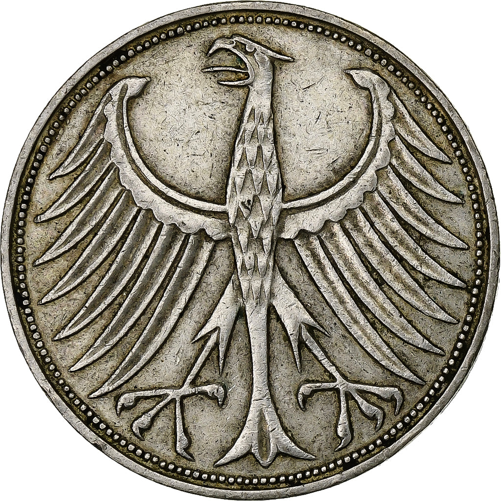 GERMANY - FEDERAL REPUBLIC, 5 Mark, 1967, Hamburg, Silver, EF(40-45), KM:112.1
