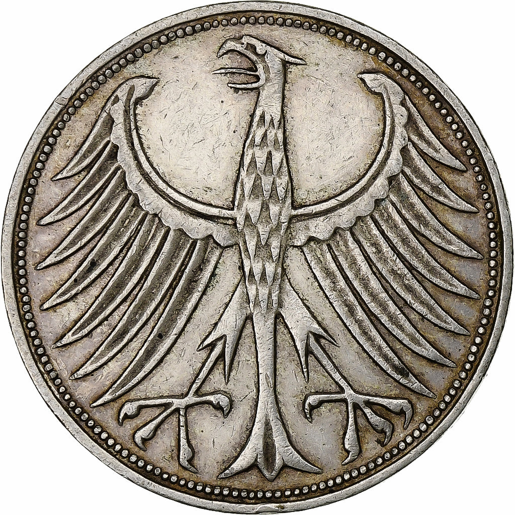 Federale Duitse Republiek, 5 Mark, 1967, Stuttgart, Zilver, ZF, KM:112.1
