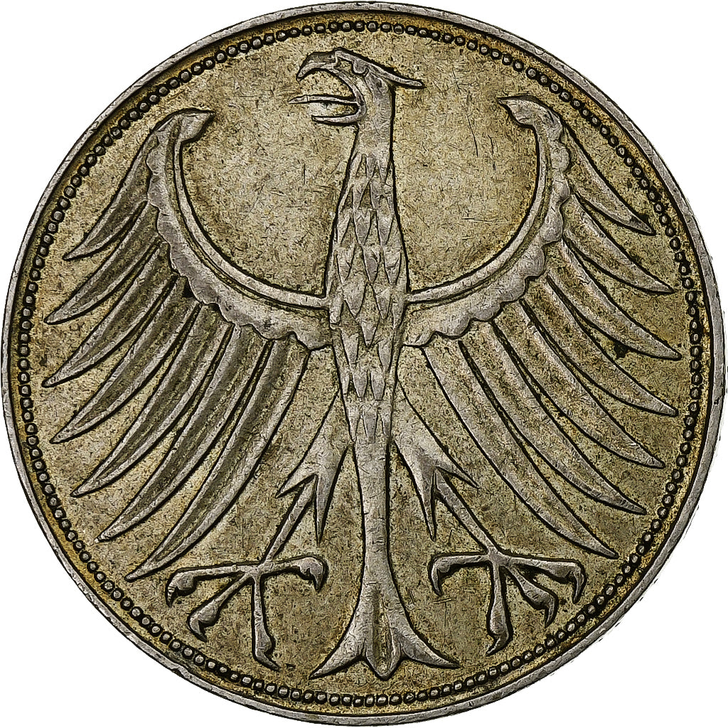 Federale Duitse Republiek, 5 Mark, 1951, Hamburg, Zilver, ZF+, KM:112.1