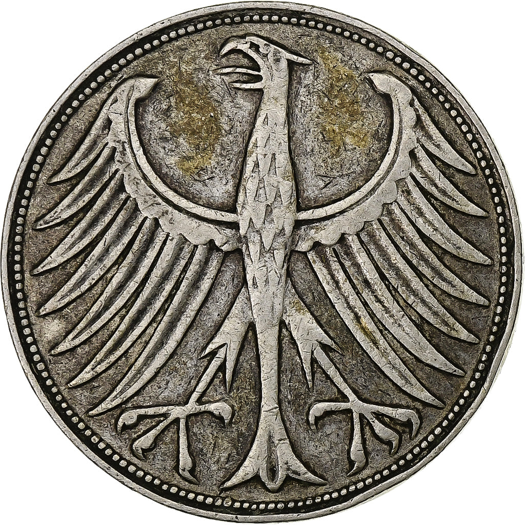 Federale Duitse Republiek, 5 Mark, 1951, Hamburg, Zilver, ZF, KM:112.1