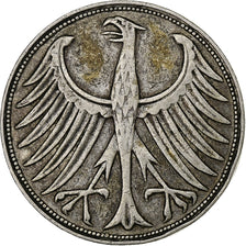 République fédérale allemande, 5 Mark, 1951, Hamburg, Argent, TTB, KM:112.1