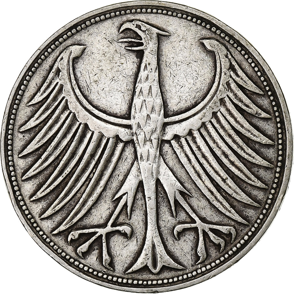 Federale Duitse Republiek, 5 Mark, 1951, Stuttgart, Zilver, ZF, KM:112.1