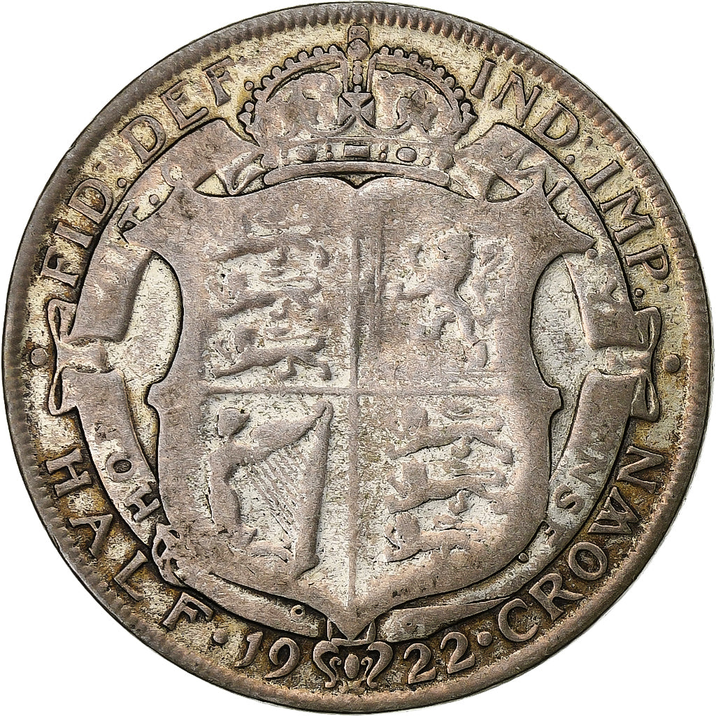 Gran Bretaña, George V, 1/2 Crown, 1922, Plata, BC+, KM:818.1a