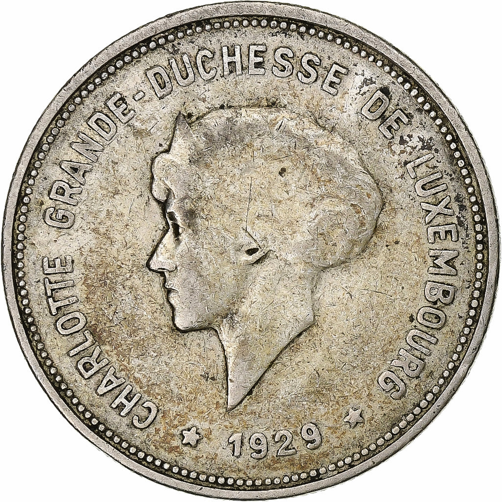 Luxemburg, Charlotte, 5 Francs, 1929, Silber, SS, KM:38
