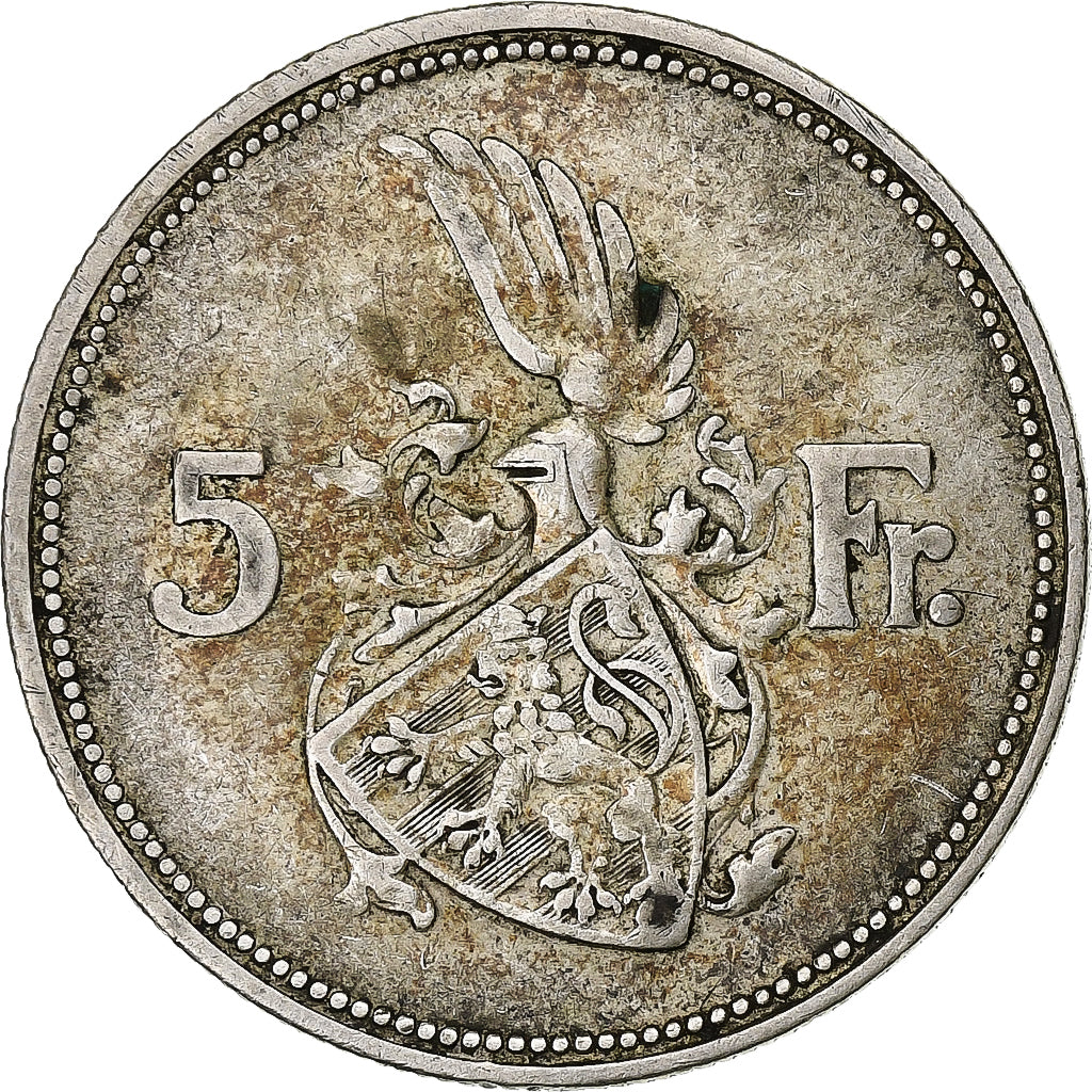 Luxemburg, Charlotte, 5 Francs, 1929, Silber, SS, KM:38