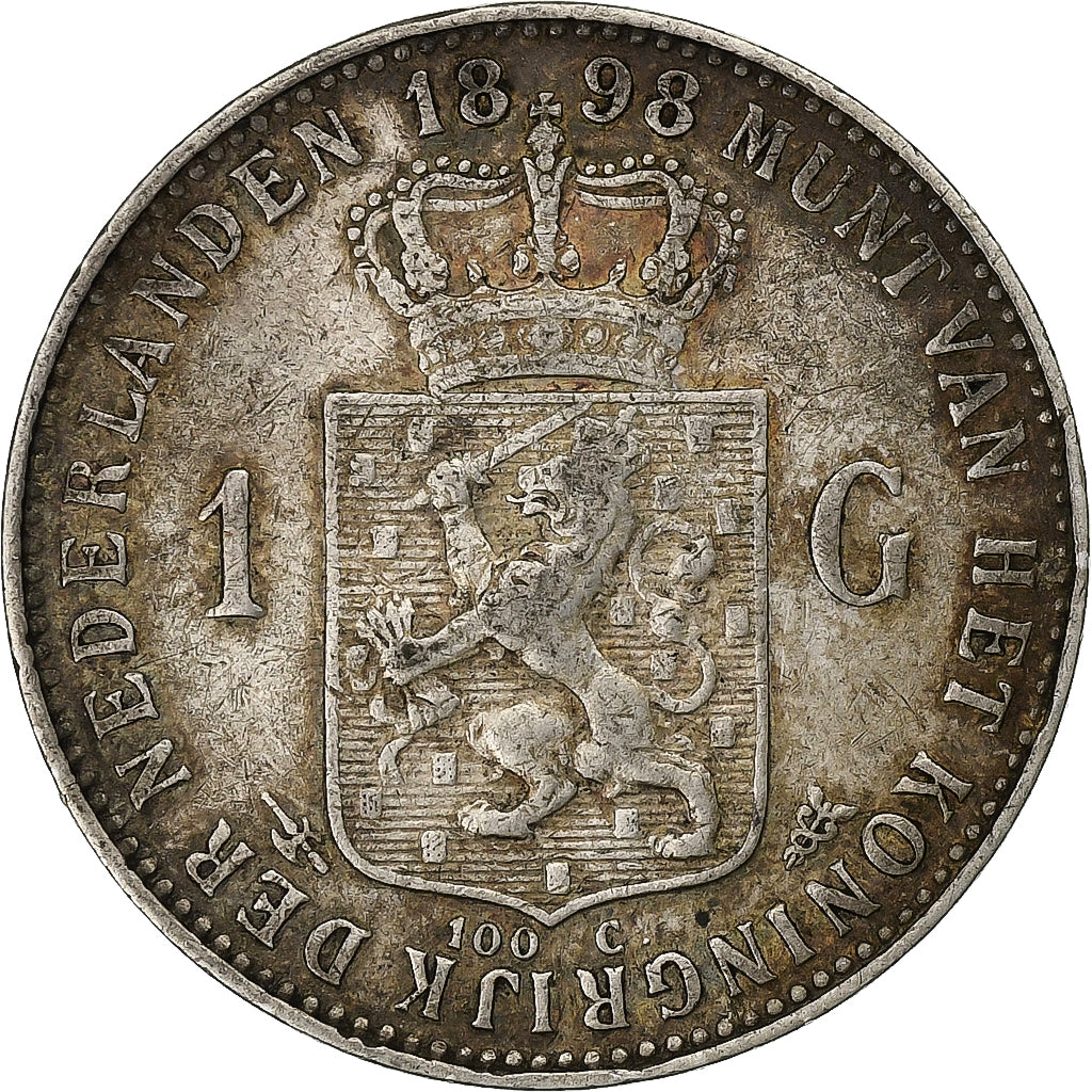 Netherlands, Wilhelmina I, Gulden, 1898, Silver, VF(30-35), KM:122.1