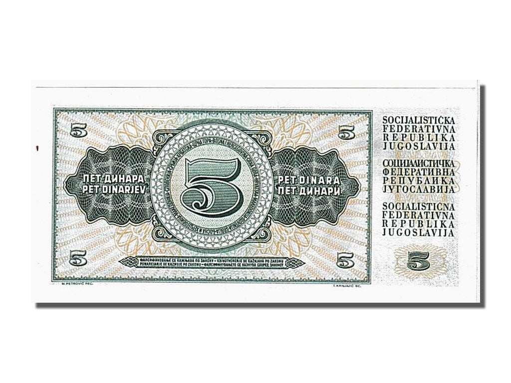 Banknote, Yugoslavia, 5 Dinara, 1968, 1968-05-01, UNC(65-70)