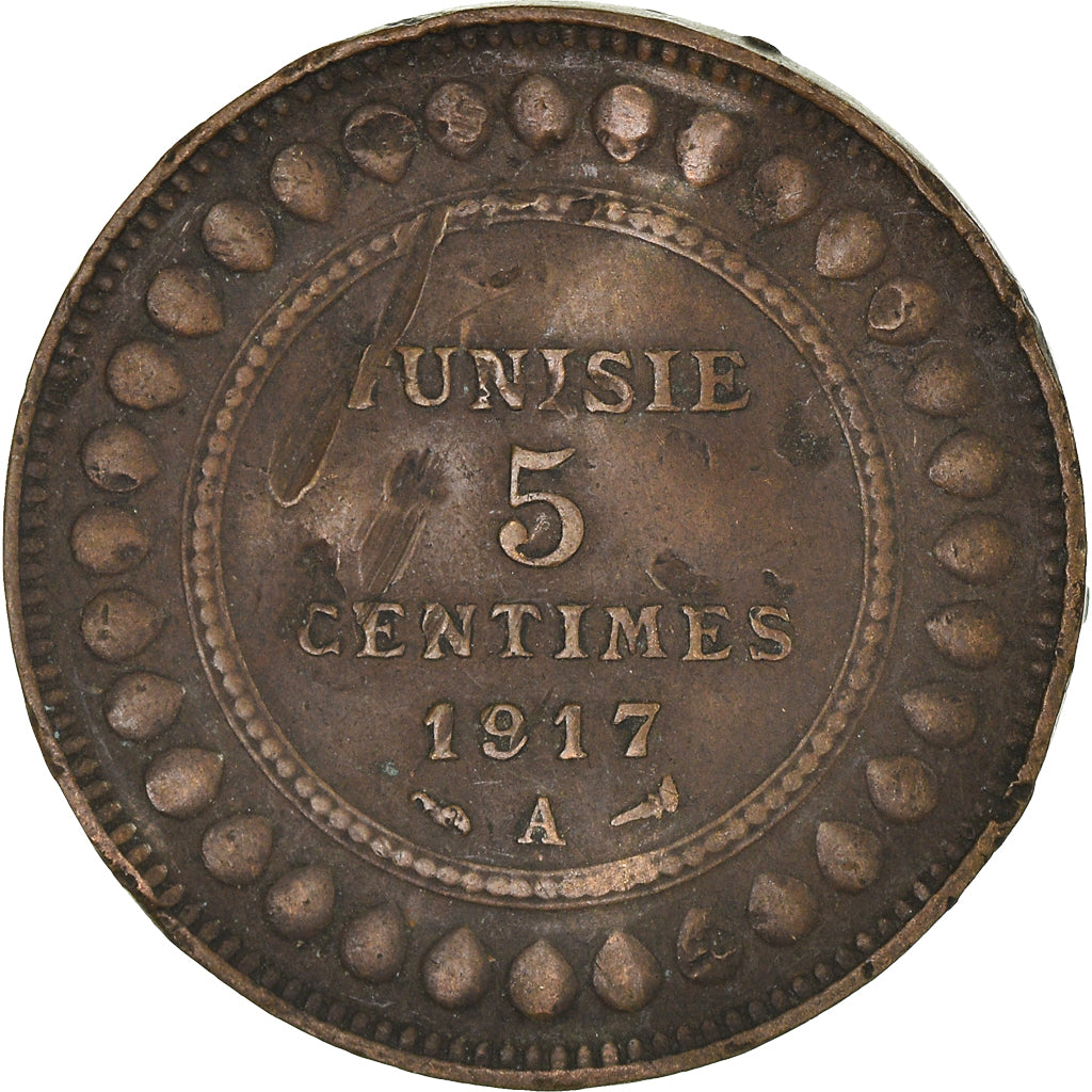 Moneta, Tunisia, 5 Centimes, 1917