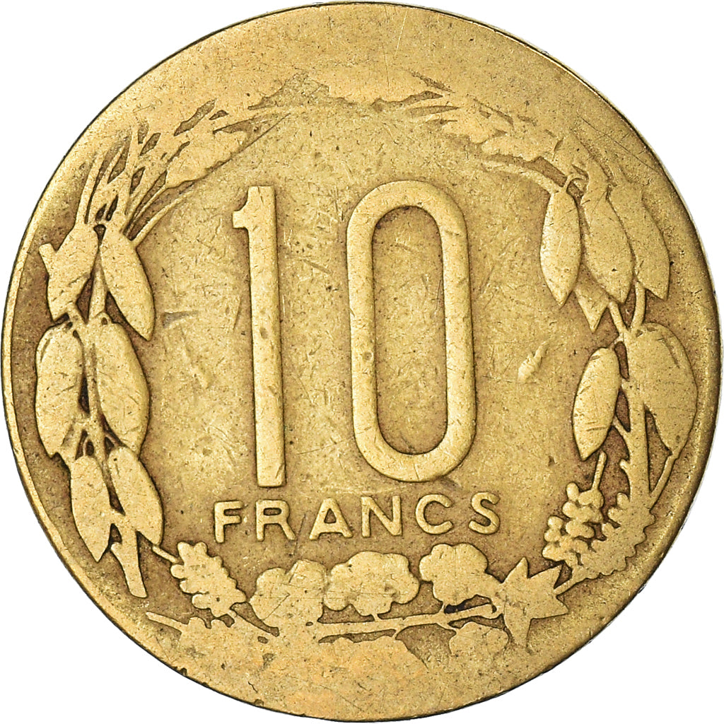 Coin, Central African States, 10 Francs, 1975